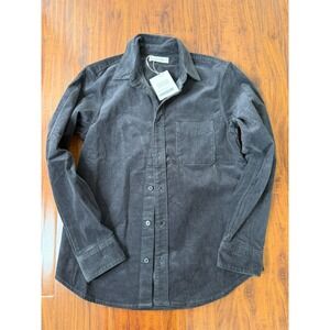 NWT Everlane Corduroy Men Classic Button Up Shirt Black Iron Size S Cotton